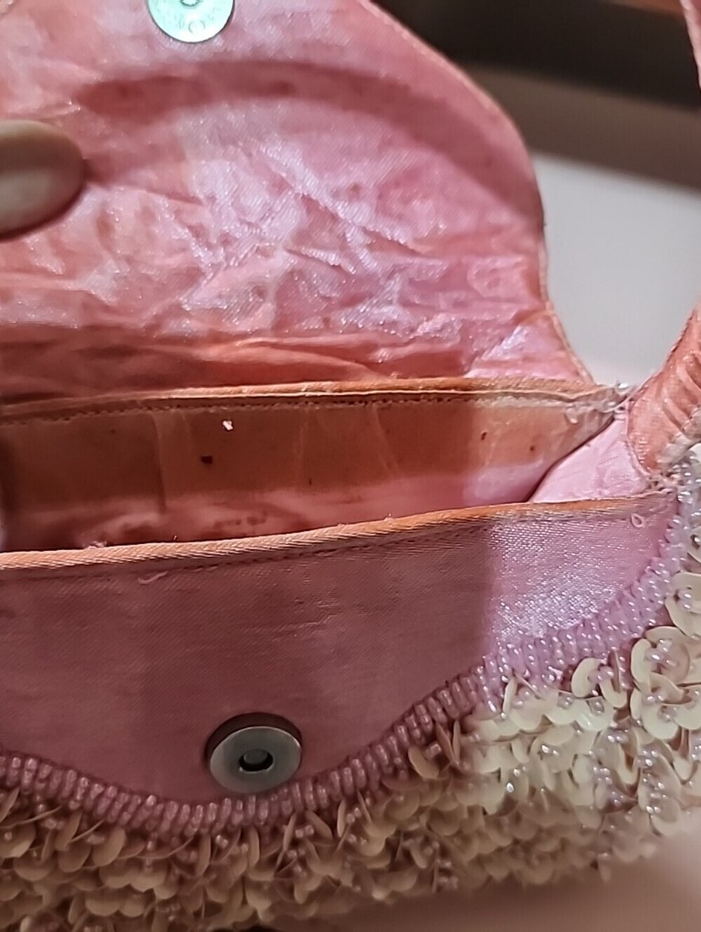 Pink Vintage Beaded & Sequin Mini Shoulder Bag | Y2K Glam Party Purse - Picture 6 of 9